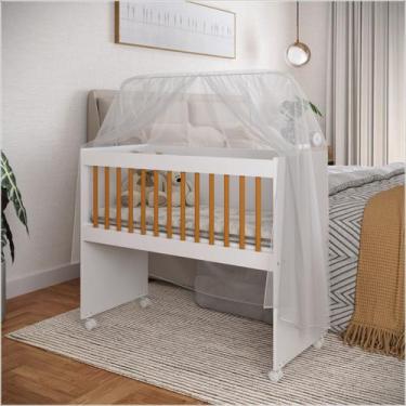 Imagem de Mini Berço Moisés Multifuncional 100% MDF Com Colchão Amadeirado Branc