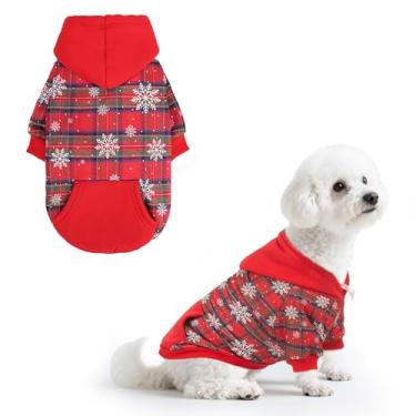 Imagem de PUPTECK Moletom com capuz para cachorro outono inverno roupas quentes macias forradas com chapéu para cães pequenos, médios e grandes, design de bolso, neve P