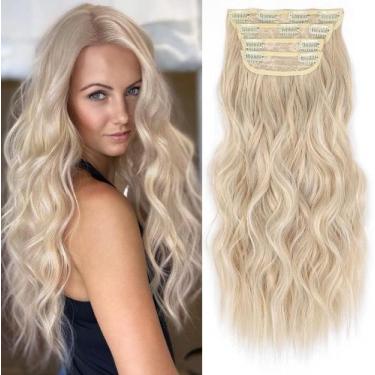 Imagem de Extensão de cabelo LEEONS Long Wavy Synthetic 50 cm Cinza Marrom