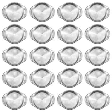 Imagem de 20 peças de coador de lata de atum, escorredor de latas de aço inoxidável 304 com alça antiderrapante, fácil de usar, coador de latas de atum para legumes enlatados, feijão