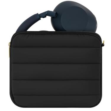 Imagem de Geekria NOVA Fone de ouvido Puffy Pouch compatível com JBL Tour One M3, Bose QC Ultra, Sennheiser PXC 550-II, bolsa de transporte de viagem de substituição macia com armazenamento de cabo (preto)