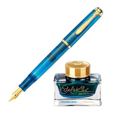 Imagem de Caneta Tinteiro Pelikan M200 Golgen Lápis Tinta Edelstein