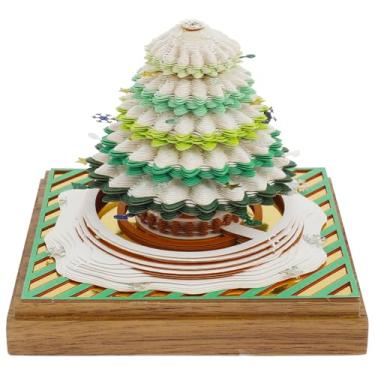 Imagem de Calendário de mesa 3D 2025, bloco de notas de árvores de Natal 3D, calendário de peças de tempo, bloco de notas 3D, arte de papel com capa protetora de acrílico, escultura de calendário de arte