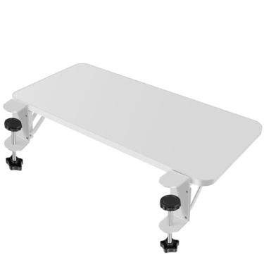 Imagem de Bandeja ergonômica extensora de mesa, bandeja de gaveta dobrável para teclado, extensor de teclado de mesa, braçadeira sem perfuração, plataforma dobrável de 90°, adequada para mesas de escritório