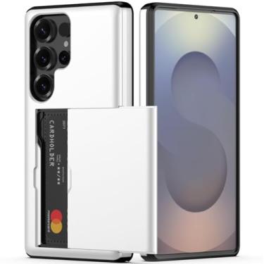 Imagem de Nvollnoe Capa para Samsung S25 Ultra com suporte para cartão, camada dupla, capa protetora resistente, compartimento oculto para cartão, capa carteira fina para Samsung S25 Ultra de 16,9 cm (branca)