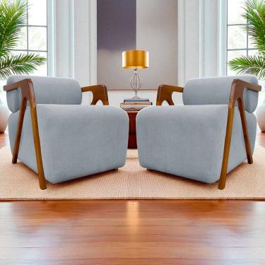 Imagem de Kit 2 Poltronas Decorativa Luxo Para Sala Recepção Manicure Confortável Chloe Boucle Premium