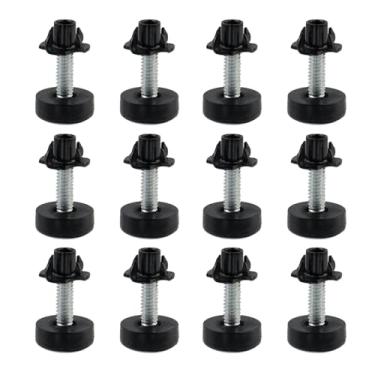 Imagem de Antrader Pés de nivelamento de móveis com porcas em T, niveladores de pés de móveis com rosca de 0,65 cm, conjuntos de 12 peças pretos