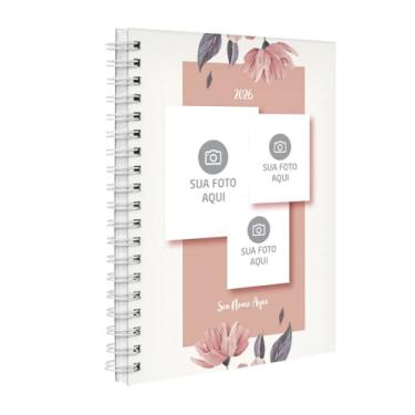 Imagem de Agenda 2026 Planner Semanal Personalizada 3 Fotos Floral Nude