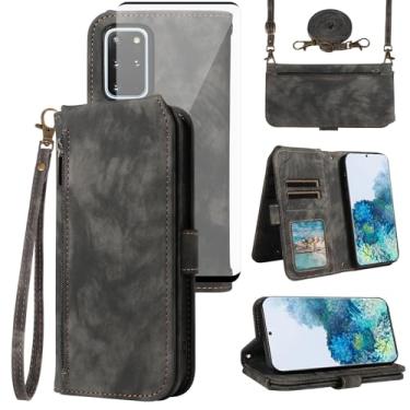 Imagem de Asuwish Capa de celular para Samsung Galaxy S20 Plus S20+ 5G carteira celular com protetor de tela de vidro temperado alça transversal flip compartimento para cartão S20+5G S20plus 20S + S2O S 20 20+