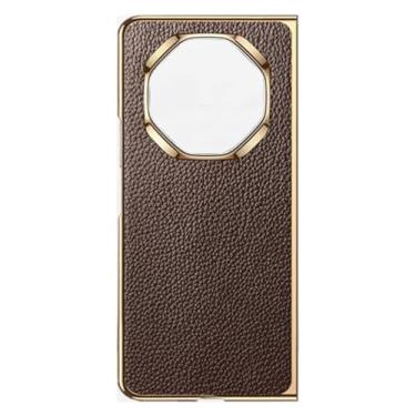 Imagem de LTLMYDAM Capa de revestimento para Huawei Mate XT, capa luxuosa de couro de grão genuíno capa traseira fina à prova de impressões digitais, marrom, XT