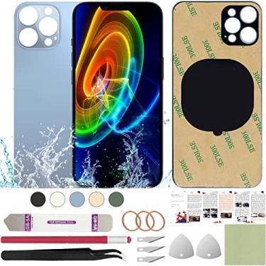Imagem de ReuWeu Substituição da capa de vidro traseira traseira compatível com iPhone 13 Pro Max de 6,7 polegadas + ferramentas profissionais (azul sierra)
