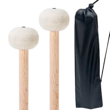 Imagem de VixxNoxx Martelo de Tímpano, 2 peças de martelo de tambor macio, 35,5 cm com bolsa de baquetas de bateria, acessórios de instrumento de percussão para timbales, marimba, xilofone, glockenspiel, ideal