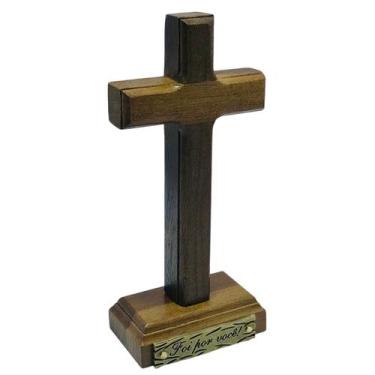 Imagem de Crucifixo Cruz Sem o Cristo Foi Por Você Mesa e Parede Madeira 12 cm -