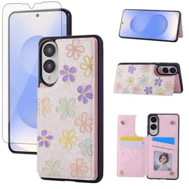 Imagem de Asuwish Capa de celular para Samsung Galaxy S25 Edge 5G carteira de celular com protetor de tela de vidro temperado porta-cartão de flores suporte S25Edge 25S S 25 25Edge 6.66 2025 mulheres meninas