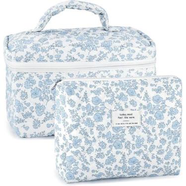Imagem de Bolsa de maquiagem URSKYTOUS, conjunto de algodão acolchoado, 2 peças 
