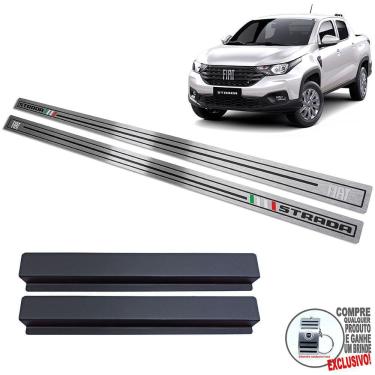 Imagem de Soleira Aço Inox Fiat Strada 2021/ Preto Baixo Relevo