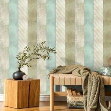 Imagem de ESSMOKO Papel de parede retrô tecido PVC impermeável papel de parede autoadesivo para sala de estar, quarto, escritório, loja, hotel, fundo adesivo, tecido retrô 45 * 500 cm