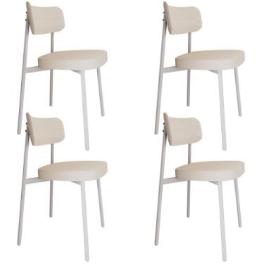 Imagem de Kit 04 Cadeiras Estofada Para Sala de Jantar Astrid Branco C01 Linho P