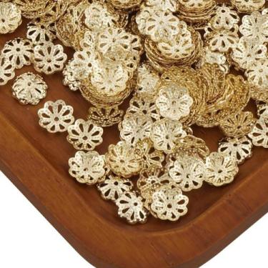 Imagem de Tulipa Flor em Ferro para Acabamento de Bijuteria 9mm Dourado com 500 