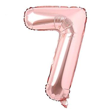 Imagem de Letra de 101,6 cm, ouro rosa, número do alfabeto, balão, alumínio, Mylar, festa, casamento, despedida de solteira, aniversário, noivado, formatura, celebração, celebração, voar com hélio (101,6 cm, ouro rosa 7)