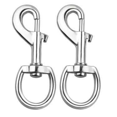 Imagem de 2 peças ALAZCO de qualidade superior, 9,5 cm x 1,2 cm, 31,8 kg, redondo, aço, giratório, parafuso, gancho, multiuso, coleira para animais de estimação, mastro, chaveiro, lona, capa de lona - banhado a níquel