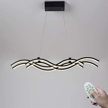 Imagem de Lustre 60W LED Regulável Moderno Sala de Jantar Lustres de Montagem Embutida Luminária com Controle Remoto Restaurante Bar Cozinha Luz Pendente 4-Design Ondulado Metal Acrílico Pendurado Int