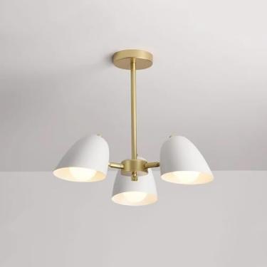 Imagem de Lustre Nordic Moderno Lustre Metal Branco Abajur Perto do Teto Luminária Nordic V-intage Gold Pendente Luminária para Quarto de Fazenda Sala de Jantar Sala de Estar Luz de Teto