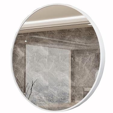 Imagem de Espelho de banheiro de alumínio espelho de banheiro espelho de parede espelho de banheiro espelho redondo estilo escandinavo (cor: ouro, tamanho: 50 cm), espelho decorativo (branco 70 cm)