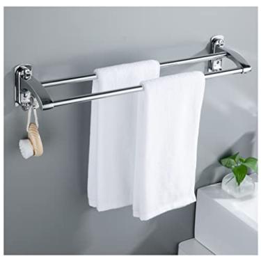Imagem de WOTZOV Toalheiro duplo em aço inoxidável para casa de banho, prateleira de parede para montar na parede, 40 cm