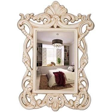 Imagem de Espelhos compactos espelho de maquiagem espelho de banheiro para montagem na parede espelho de banheiro espelho quadrado decorativo retrô para montagem na parede espelhos de maquiagem (cor: dourado