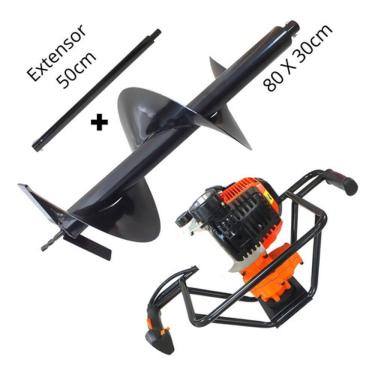Imagem de Perfurador De Solo Vulcan 52cc Broca 80x30cm + Extensor 50cm