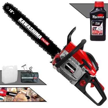 Imagem de Motosserra Profissional Kawashima KCS 550P À Gasolina 2T 54,6cc Sabre 18 Polegadas Com Sistema Antivibração e Carcaça de Magnésio + ÓLEO TOYAMA 2T