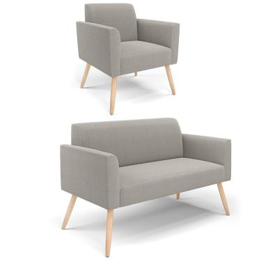 Imagem de Namoradeira e Poltrona Pé Palito Natural Marisa Bouclê Cinza D03 - D'Rossi