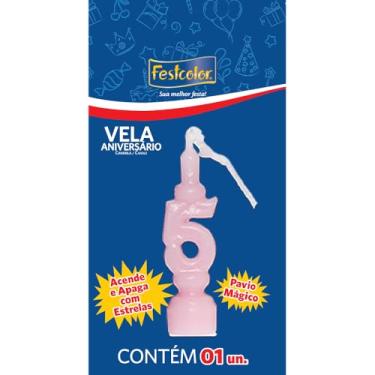 Imagem de Vela de Aniversário Número 5 Rosa, Festcolor