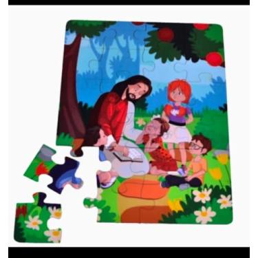 Imagem de Quebra-Cabeça Infantil Biblico 24 Peças, Educativo, Ativa a Memória, Coordenação Motora e Raciocínio Lógico