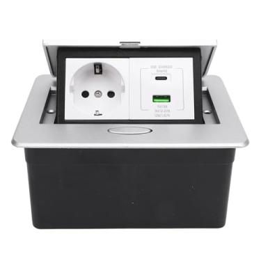 Imagem de Hyuduo Régua de Energia Embutida, Tomada de Mesa de Liga de Alumínio, Tomada de 2 Pinos e Portas USB AC, Carregamento Rápido para Escritório, Casa, Hotel