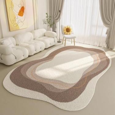 Imagem de Tapetes minimalistas modernos para sala de estar, formato irregular, decoração de quarto, tapete de cabeceira, macio e macio, lavável para casa (200x300 cm/A)