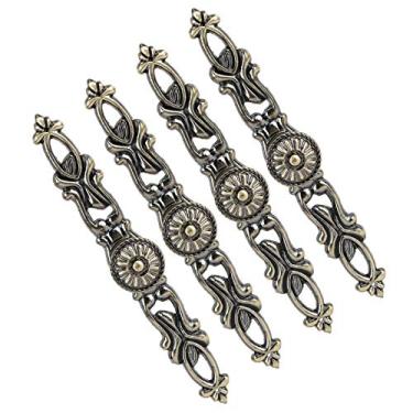 Imagem de ZJchao Puxadores de Gaveta Antigos, 4 Conjuntos de Alças Redondas de Bronze Puxadores de Gaveta Vintage de Vintage de Furo único Peças de Ferragens de Móveis Decoração de Casa