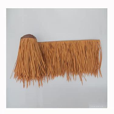 Imagem de Rolo de palha de telhado de palmeira simulação palha falsa telha de palha à prova de fogo material PE palha de palmeira 1-30 m proteção ambiental antienvelhecimento para Tiki Bar (amarelo b, 0,5 x 20