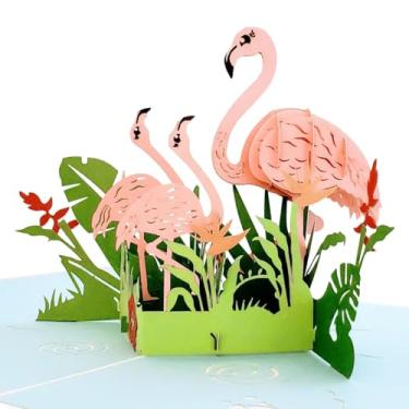 Imagem de iGifts And Cards Cartão pop-up 3D Pink Flamingos - Presente divertido de agradecimento Wading Bird, Happy Office, Get Well Soon, Thinking Of You, Just Relax, Parabéns