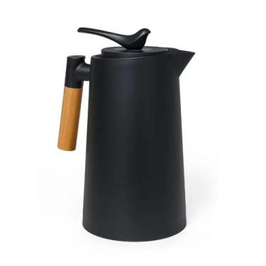 Imagem de Garrafa Térmica 1L Com Gatilho Pássaro E Cabo de Madeira Preta Belakaz