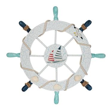 Imagem de Rienar Nautical Beach Madeira Barco Navio Volante Rede Pesca Decoração de Parede Casa (Vela)