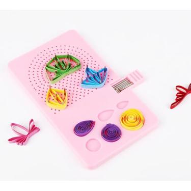 Imagem de Kits de Quilling Ferramenta Quill Board com Pins de Armazenamento Guia de Grade Azul Claro e Modelo de Quilling para Fabricação de Papel Winder Roll Square Craft Home Tool (Rosa)