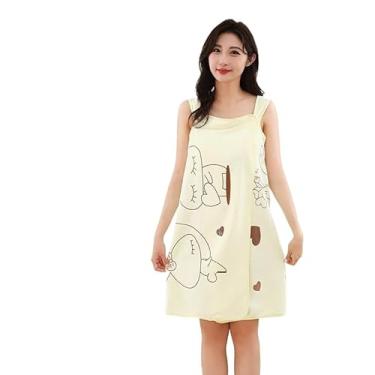 Imagem de Toalha Banhão, Saída de Banho Toalha Vestido Microfibra Macia Absorvente, para Praia, Piscina E Casa(70x140cm)(Amarelo & RYQ-02)