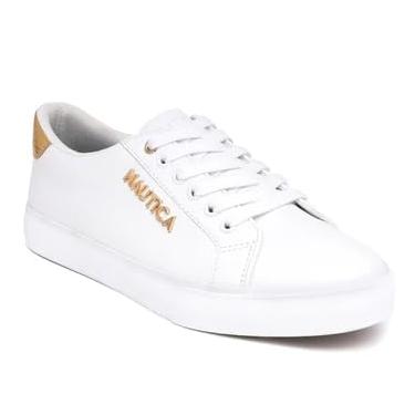 Imagem de Nautica Tênis feminino moderno para quadra – cadarço casual tênis feminino, Ouro branco iridescente, 40