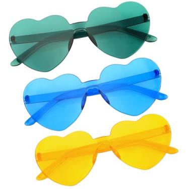Imagem de Óculos de sol em forma de coração para mulheres verão, Roxo + azul + verde