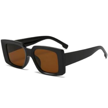 Imagem de Óculos de sol populares de armação pequena, femininos e masculinos, retrô, para atividades ao ar livre, viagem, praia, festa, UV400 (preto, marrom)