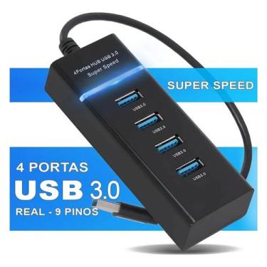 Imagem de Expansor Hub Usb 3.0 4 Portas Com Led Super Rápido 5.0 Gbps - Envio Rá