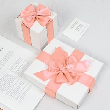 Imagem de Fita de cetim de pêssego de dupla face, fita de poliéster de 3,5 cm x 50 metros para embalagem de presente, artesanato, fabricação de laços, costura, buquê de flores, decoração de festa de casamento