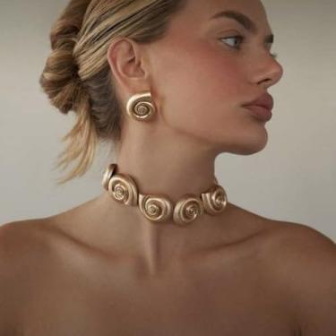 Imagem de Colar com pingente de oceano dourado para mulheres, acessórios de praia modernos, joias de verão, corrente de pingente em camadas, bijuteria de fantasia de Halloween, Medium, Latão, Sem Pedra Preciosa